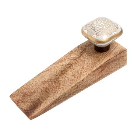 Light Grey Square Ceramic Wooden Door Stopper